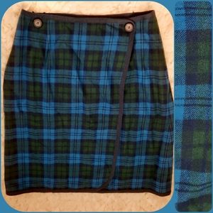 Vintage Pendleton Plaid Wool Wrap Skirt Button S